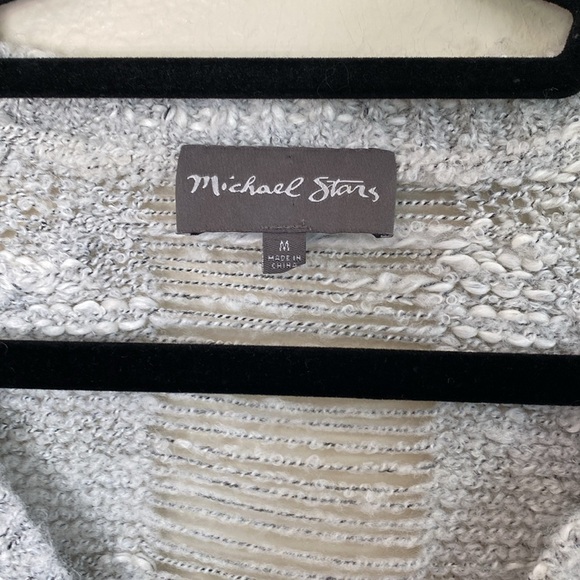 Michael Stars v-neck knit sweater women’s medium grey white EUC - Picture 2 of 6